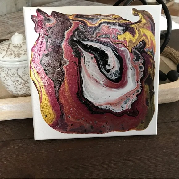 Hand made original multi color abstract acrylic on canvas wall decor painting - Picture 4 of 14